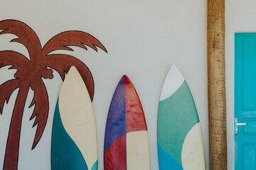 Surf board on the beach.