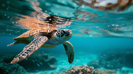 Fototapeta premium sea turtle swimming