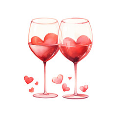 Fototapeta na wymiar Romantic Sip: Valentine Wine Glasses - Festive Glassware to Enhance Your Valentine's Day