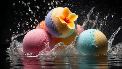 Beautiful colored bath bombs