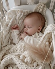 Peace and comfort: the baby sleeps soundly in a warm and comfortable environment.