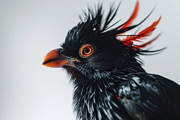 Portrait macro of Crested Myna standing in studio AI Generative