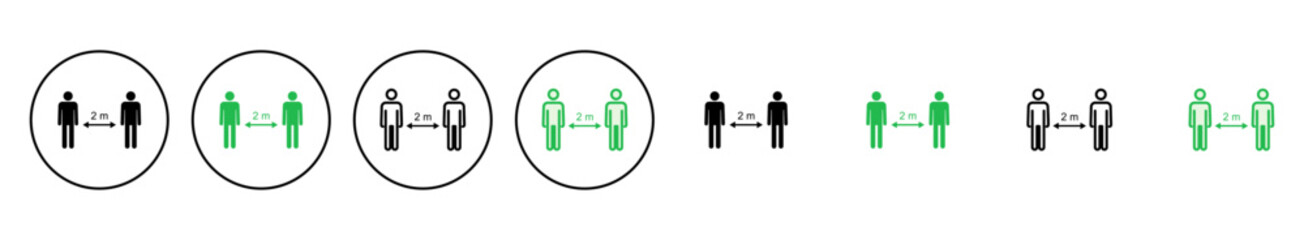 Social distance icon set. social distancing icon. self quarantine sign