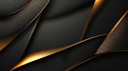 Gold black carbon fiber abstract background - obrazy, fototapety, plakaty