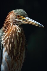 Portrait elegant of Indian Pond Heron standing on the dark background AI Generative