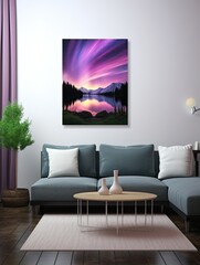 Expansive Aurora Borealis Over Lakes - Scenic Vista Wall Art