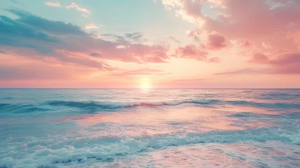 Poster Orange sunset reflection in the sea soft pastel style © kraftbunnies