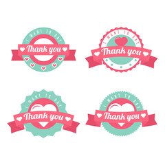 Set of vintage thank you stickers. - Vector.