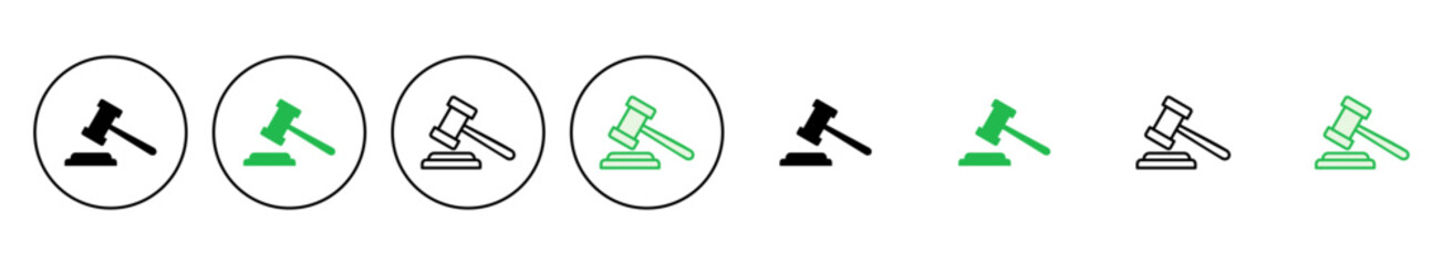 Gavel icon set. judge gavel icon vector. law icon vector. auction hammer