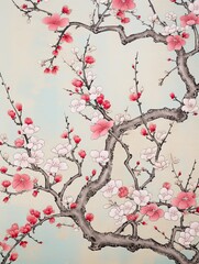 Vintage Cherry Blossom Festivals Wall Art: Blooming Scenes of Delicate Beauty