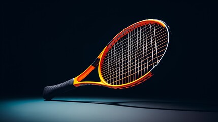 A close-up shot of a squash racquet against a minimal high contrast background  AI generated