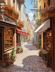 Fototapeta na wymiar French Patisserie Storefronts: Charming Pathway Scene to the Irresistible Patisserie