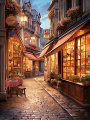Fototapeta na wymiar Pathway to the French Patisserie: Captivating Storefronts in a Scenic Walk
