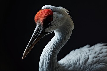 Fototapeta premium Majestic of Siberian Crane on the dark background