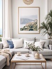 Scenic Greek Isle Whitewashed Villas Landscape Poster