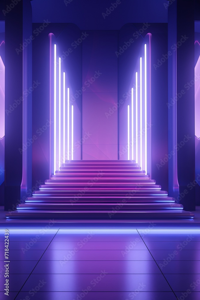 Poster a fantasy-like image of an untouched scene soaked in purples interrupted only by the streaming light