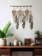 Macrame and Feather Hangings Canvas Print: Boho Nature Artwork
