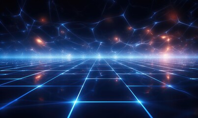 abstract technology background, glowing lines and dots,