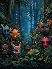 Midnight Masquerade: National Park Art Print, Exquisite Carnival Themed Masquerade in Park