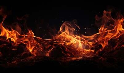 Fototapeta na wymiar Fire flames on black background. Abstract fire flames isolated on black background
