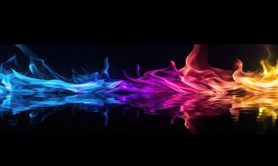 Colorful fire flames on black background. Abstract background for design.