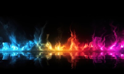 Fototapeta na wymiar Colorful fire flames on black background. Abstract background for design.