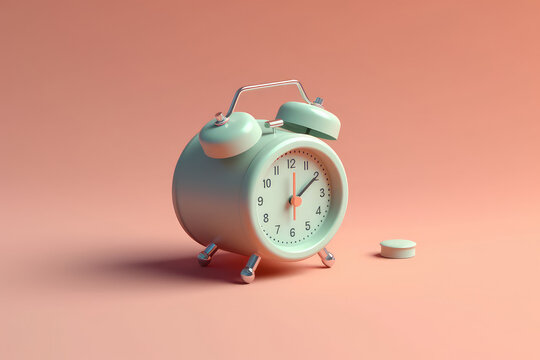 Pastel classic 3d alarm clock is ringing. Time to do business.