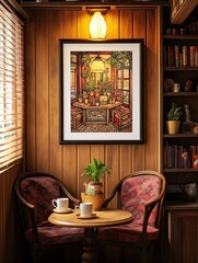 Fototapeta na wymiar Cozy Teashop Interiors Framed Print: A Quaint Scene