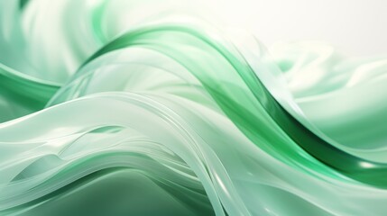  a close up of a green and white wavy design on a white background with a light reflection in the middle of the image.