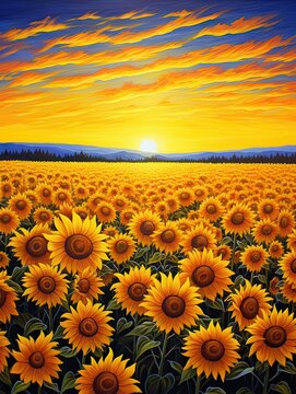 Sunflower Fields at Dawn: Immersed in the Early Morning Sunflower Glow
