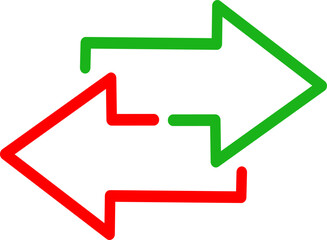 Transferring arrow icon line. Linear style sign for mobile concept and web design. Left right arrow simple line vector icon. Replaceable vector design.	