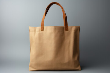 An untouched canvas tote bag against a white background, epitomizing the simplicity and cleanliness of minimalist fashion. Generative Ai.