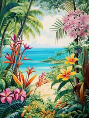 Turquoise Caribbean Beach: A Tropical Flora Garden on Shorelines