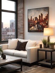 Panoramic Loft City View: Urban Loft Cityscapes Scenic Vista Wall Art