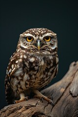 Burrowing Owl standing on old wood AI Generative