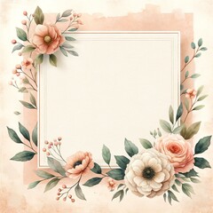 Elegant Floral Frame on Vintage Background, Wedding Invitation Design