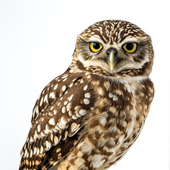 The Burrowing Owl on white background AI Generative