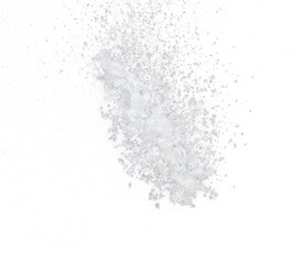 Ice Cubes explosion flying, crystal clear ice wave floating, fall down in air. Ice Brick crack cube is frozen water healthy thirsty. Black background Isolated high speed shutter, freeze stop motion