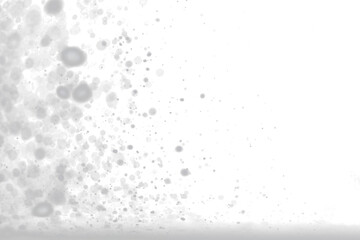 Tapioca starch flour fly explosion, White powder tapioca starch fall down in air. Seasoning flour powder is element material. Eyeshadow crush make up. Black background Isolated selective focus blur