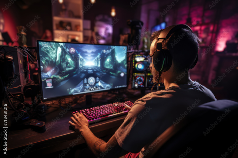 Aufkleber a live stream of a gaming session, with players interacting in real-time and creating a vibrant onli