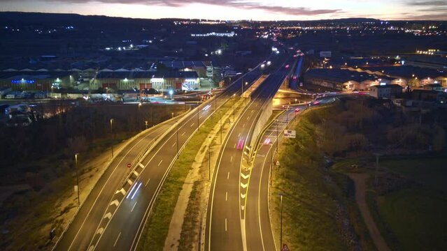 Autopista Espa&ntilde;a al atardecer Hyperlapse