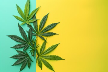 vibrant cannabis vibes flat lay banner, generative AI