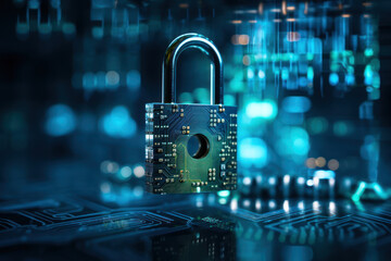 A pixelated key unlocking a digital padlock, symbolizing the importance of encryption and cybersecurity in the online world. Concept of digital security. Generative Ai.