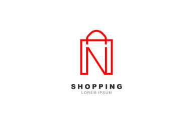 N Letter shopping bag insulated logo template for symbol of business identity