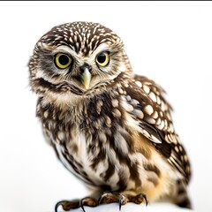 The Little Owl on the white background AI Generative