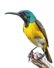 Fototapeta premium the Olive-backed Sunbird on sold wood AI Generative