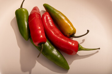 red hot chili peppers on a white background