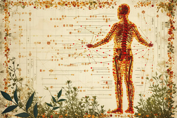 Balance of Qi: Acupuncture aims to balance the flow of Qi throughout the body - obrazy, fototapety, plakaty
