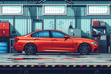 Obraz premium Car Check: Ensure your vehicle is in good condition before the trip, including tires, brakes