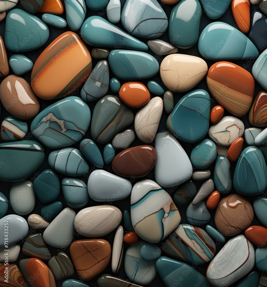 Poster a background of rocks and stones with different colors. generative ai.
